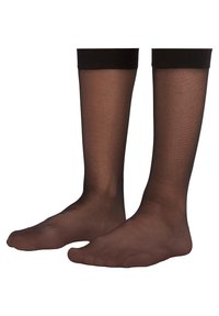 Medias negras transparentes hasta el tobillo con abertura para los dedos, textura suave, puño elástico y un diseño ligero y translúcido.