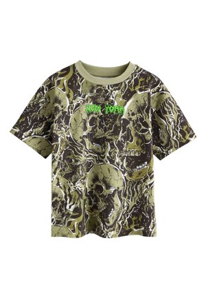 T-shirt imprimé - khaki green skull