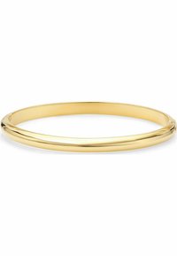 Bracelet rigide en or avec un design lisse et arrondi. Présente une finition polie, un profil fin et une construction sans couture pour une apparence épurée.