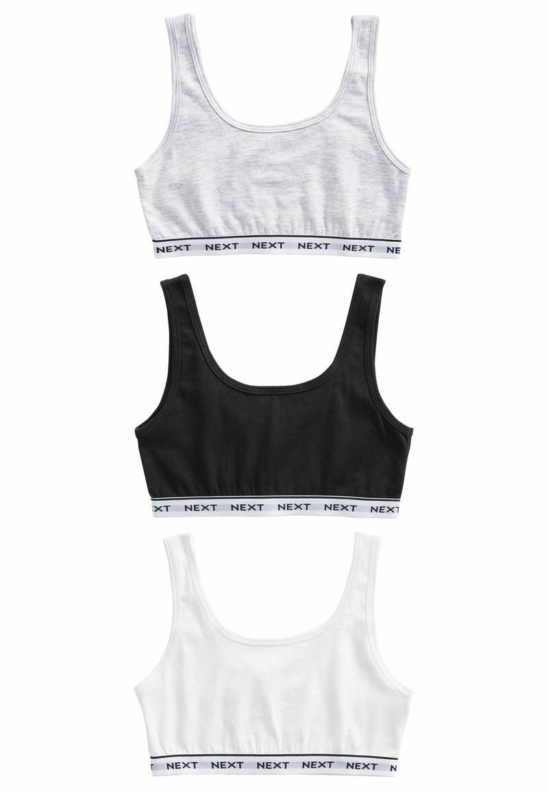 Next 3 PACK CROP - Linne - black grey white contrast elastic