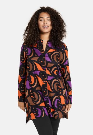 LANGARM MIT RETRO-PRINT ECOVERO - Košile - black gemustert
