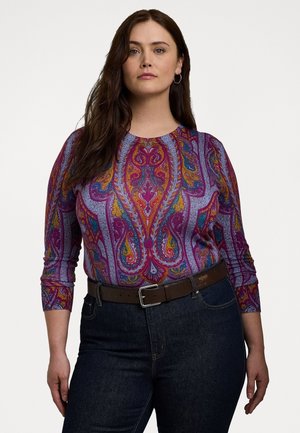 Lauren Ralph Lauren Woman PAISLEY COTTON-BLEND SWEATER - Jumper - fuchsia multi