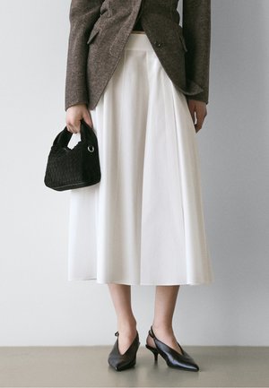 Massimo Dutti WITH BELT LOOP DETAILS  - Áčková sukně - white