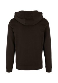 Felpa con cappuccio marrone, a maniche lunghe, con polsini a coste e una finitura texture. Presenta una tasca a marsupio e una vestibilità comoda.