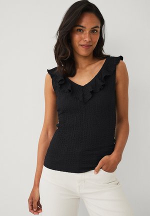 Ellos Collection, OBERTEIL MIT RÜSCHENAUSSCHNITT. - Blouse - black