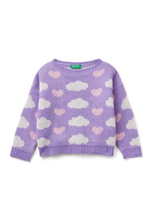 United Colors of Benetton SOFT AS A CLOUD EFFECT HEART AND CLOUDS COMFORTABLE FIT - Strickpullover - violet