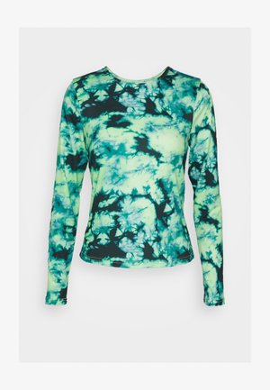 Pieces PCKAMMA O NECK CUT OUT - Μπλούζα με μακριά μανίκια - pistachio green/abstract black