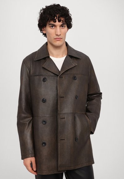 STUDIO ID PAUL DOUBLE BREASTED JACKET DISTRESSED - Abrigo corto - black aged
