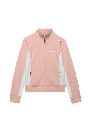 Bench, BENCH X SUPERDRY &AMP; CO BENCH HIGH NECK CONTRAST TRACK TOP - Felpa con zip - pink white