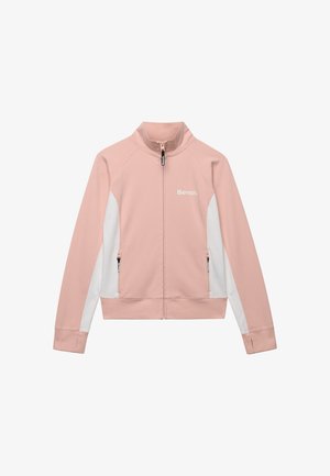 Bench, BENCH X SUPERDRY & CO BENCH HIGH NECK CONTRAST TRACK TOP - Sweater met rits - pink white