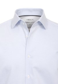 Lichtblauw overhemden met een gestructureerd patroon, Venti-merk, klassieke kraag en witte knopen. Katoenmix stof.