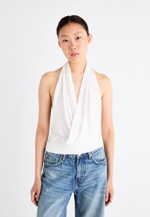 DRAPED HALTER  - Top - dusty white
