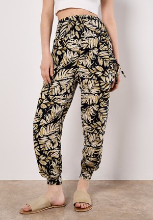 TROPICAL LEAF PRINT JOGGERS - Pantaloni - navy