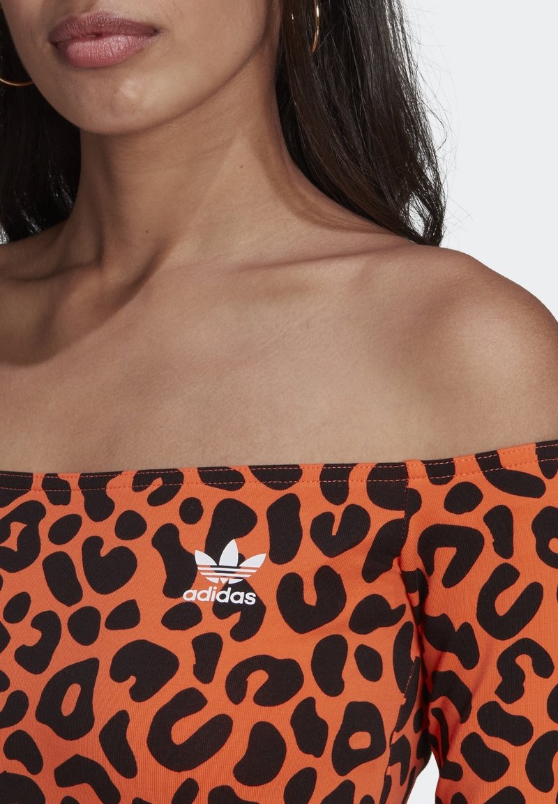 adidas dress off shoulder adidas Originals Green Off-The-Shoulder Dress adidas Originals