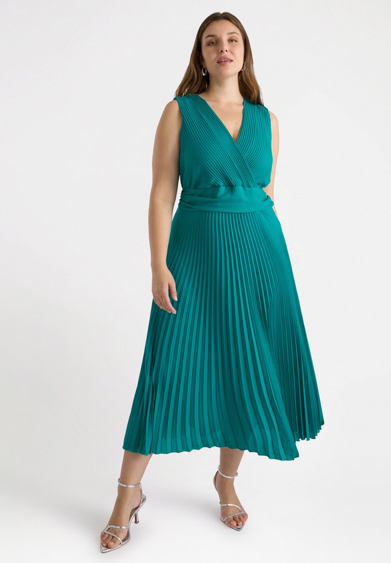 Fiorella Rubino PLISSÉ CON SCOLLO V Vestito lungo verde