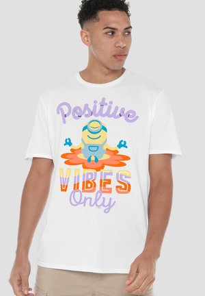Universal Studios, MINIONS STUART POSITIVE VIBES ONLY - Print T-shirt - white