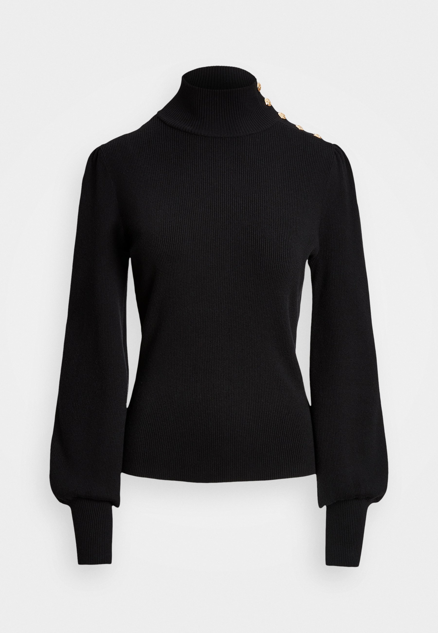 売れ筋商品|||ラルフローレン ニット&セーター レディース アウター BUTTON TRIM MOCKNECK JUMPER - Jumper - black Lauren Ralph Lauren Button-trim Mockneck Sweater