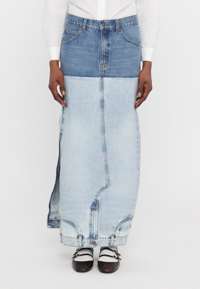 A.W.A.K.E. MODE MIRROR EFFECT SKIRT - Gonna di jeans - blue