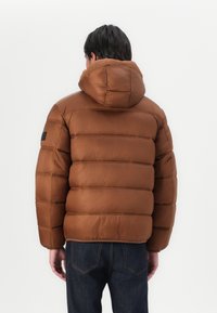 Tommy Jeans HOODED LOGO PUFFER - Jachetă de iarnă - pecan nut
