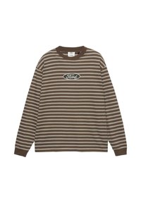 Barna-fehér csíkos hosszú ujjú ing kerek nyakkivágással, középen hímzett "Ford" logóval. Puha pamut anyag.