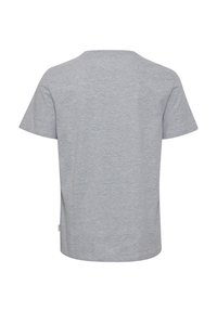 Plain light gray short-sleeve t-shirt shown from the back with a round neckline and no visible design or logos.