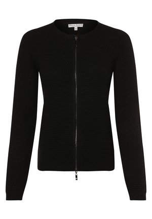 Cardigan noir en maille à manches longues avec col rond et fermeture éclair devant, taille small par Marie Lund Copenhagen.