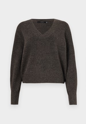 Vero Moda VMBOOM V NECK NOOS - Pulover - chocolate torte