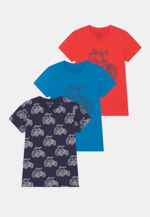 BOYS 3 PACK - Print T-shirt - tomato/ultramarine/cyan