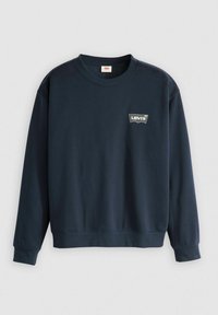 Granatowa bluza z bawełnianej tkaniny o mieszanym składzie, z okrągłym dekoltem, długimi rękawami i naszywką z logo Levi's na lewej piersi.