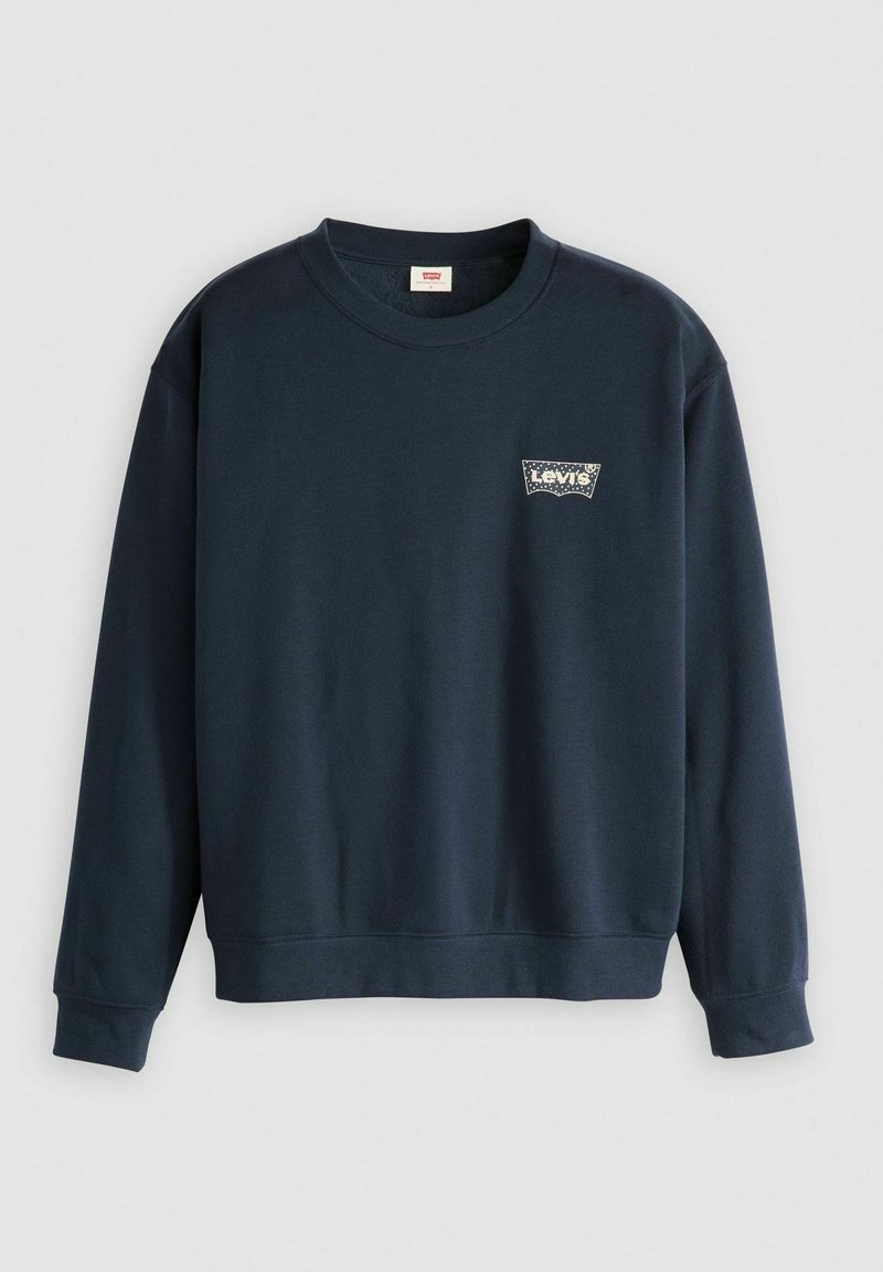Granatowa bluza z bawełnianej tkaniny o mieszanym składzie, z okrągłym dekoltem, długimi rękawami i naszywką z logo Levi's na lewej piersi.