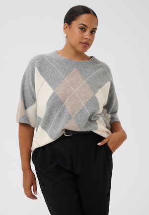 Kaffe Curve, KCWILMA PULLOVER - T-shirt imprimé - grey m chalk beige argyle