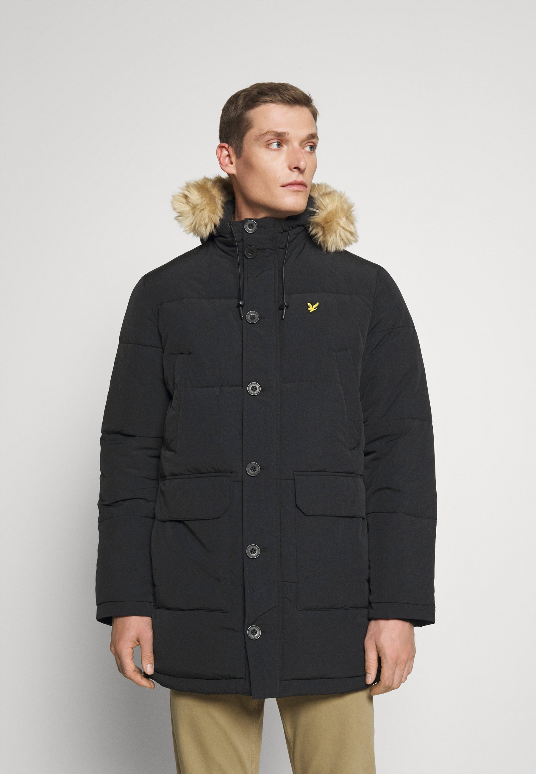 Lyle & Scott HEAVYWEIGHT LONGLINE PUFFER JACKET - Cappotto invernale - jet black/nero