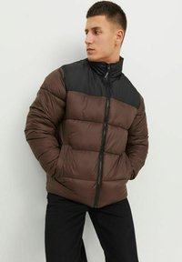 Jack & Jones JJETOBY PUFFER COLLAR - Giacca invernale - seal brown