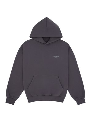 Dark gray hooded sweatshirt with front kangaroo pocket and small "WRSTBHVR Berlin" text on chest.