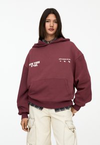 PULL&BEAR - STAR  - Felpa con cappuccio - dark red Immagine in miniatura 1