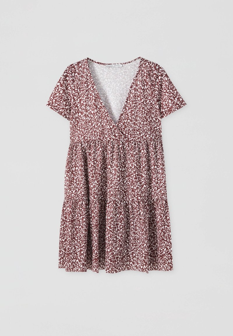 open lace back dress Shein Red Floral Dress main image 1
