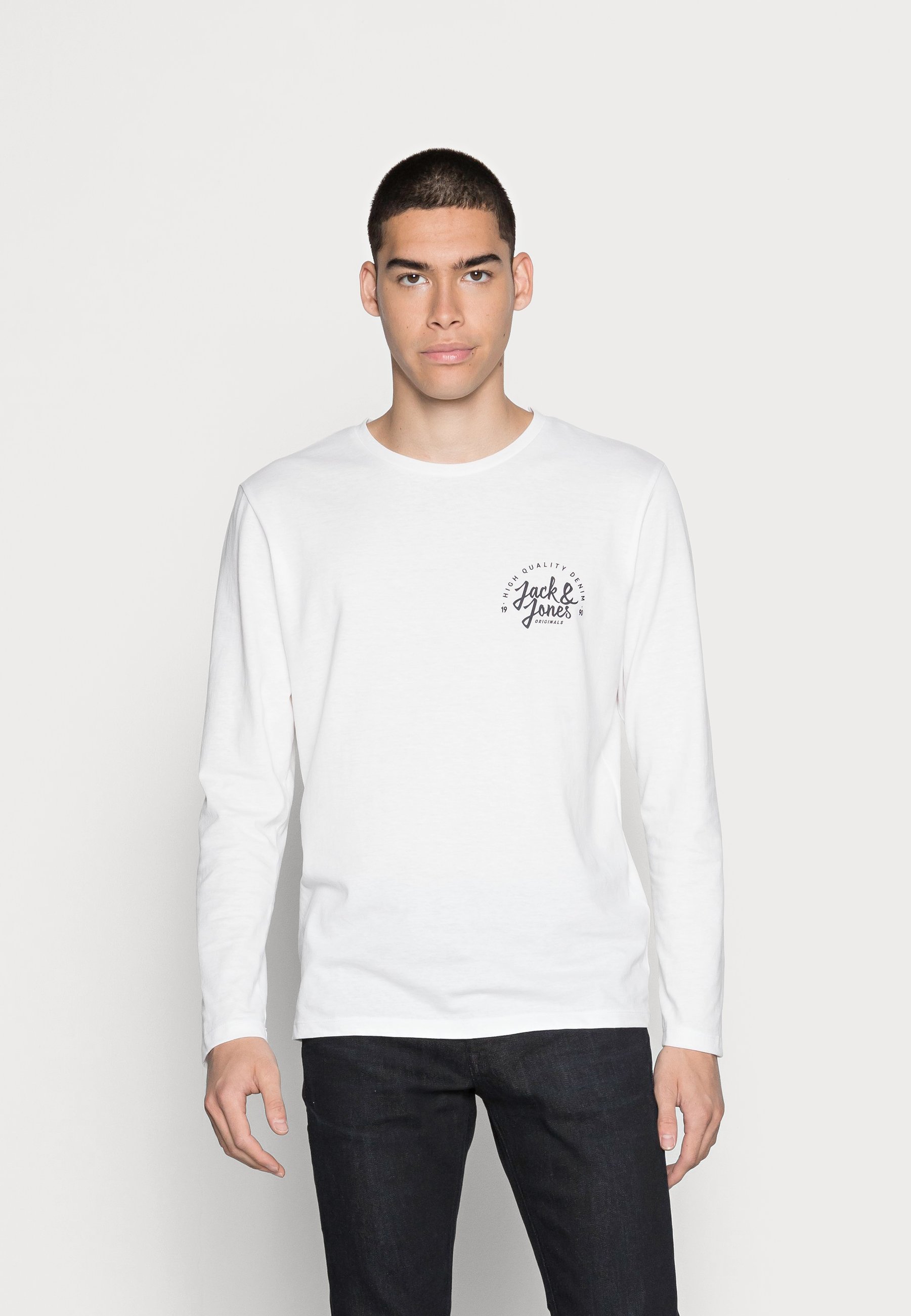 Jack & Jones JJKIMBE CREW NECK - T-shirt à manches longues - bright white/blanc