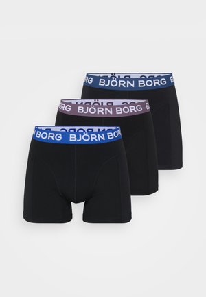 Kolm paari musti bokserit, millel on kontrastsetes värvides püksivöödid, millel on valge kiri "BJÖRN BORG". Pehme kangas, elastsed vööd.