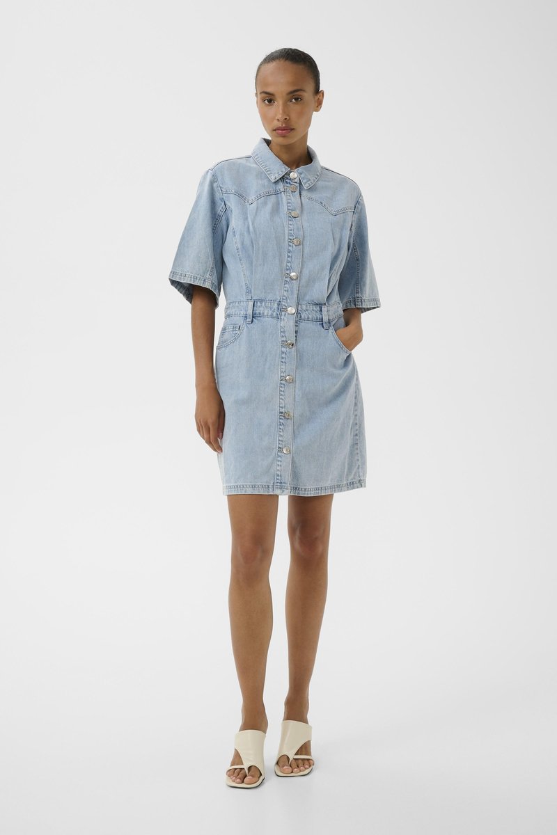 gestuz denim dress ManulaGZ Dress in light blue acid wash cotton