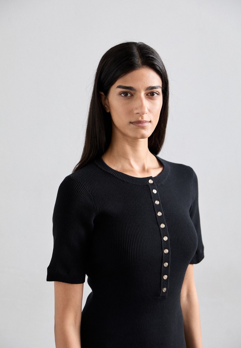 Pull Fin Maje Noir Avec Fermeture éclair Devant - Taille 3 - Occasion Très Bon état