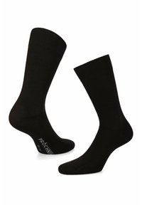 Czarne skarpetki bawełniane z żeberkowym wzorem i wzmocnionym piętą. Posiadają białe logo na podeszwie. Długość do połowy łydki. Gładka tekstura.