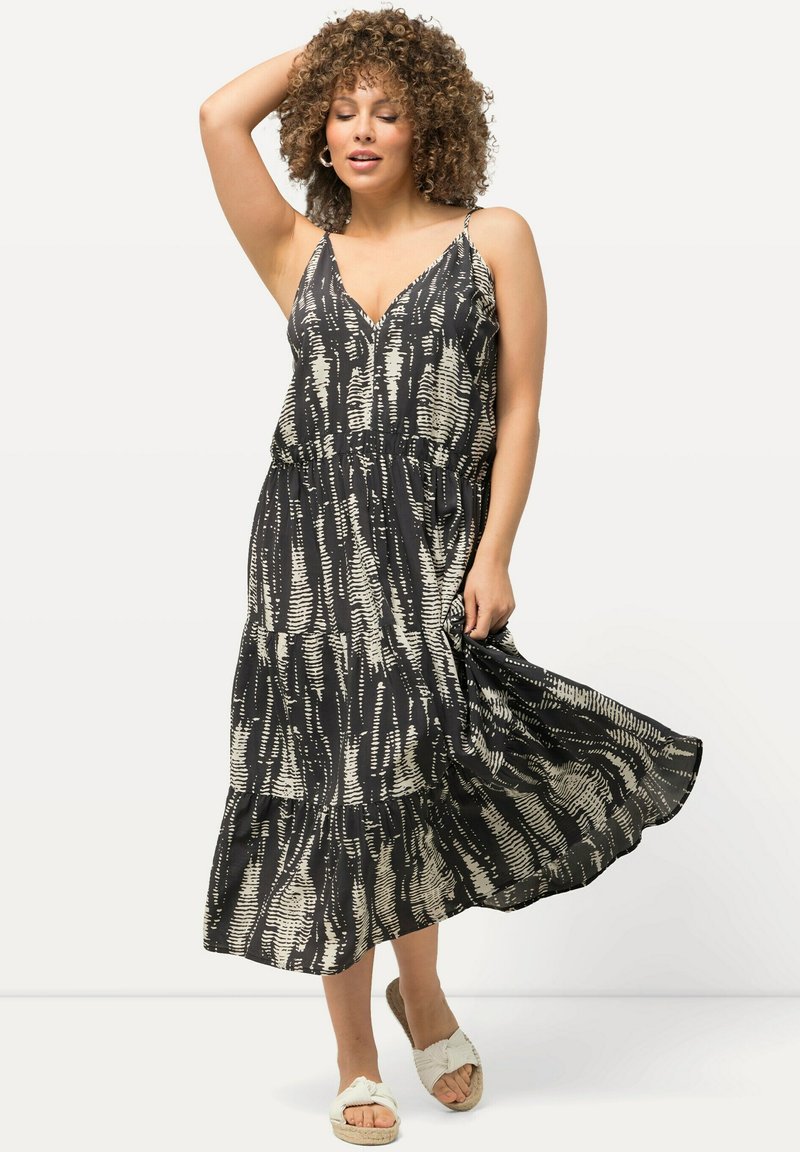 Ulla Popken - ABSTRACT SLEEVELESS - Jurk - asphalt gray, Vergroten