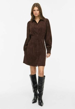 VILA, ETUIKLEID VICORDU CORDUROY - Robe chemise - coffee bean