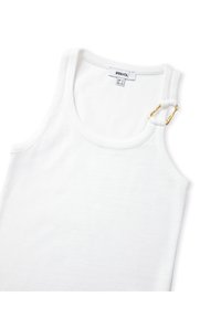 Witte ribbel tanktop gemaakt van katoen, met een ronde halslijn en gouden hardware accenten op de schouderbanden.
