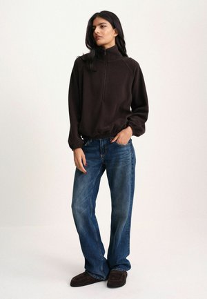 THE SET, 2 PACK FUNNEL NECK MICRO FLEECE ZIP JUMPERS - Fleece jumper - brown cream