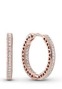 Pandora SPARKLE HEARTS HOOP - Náušnice - rose gold plated