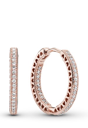 SPARKLE HEARTS HOOP - Náušnice - rose gold plated