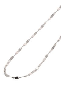 Sølv kæd necklace med forlængede, teksturerede led og en poleret finish samt en sikker lås til lukning.