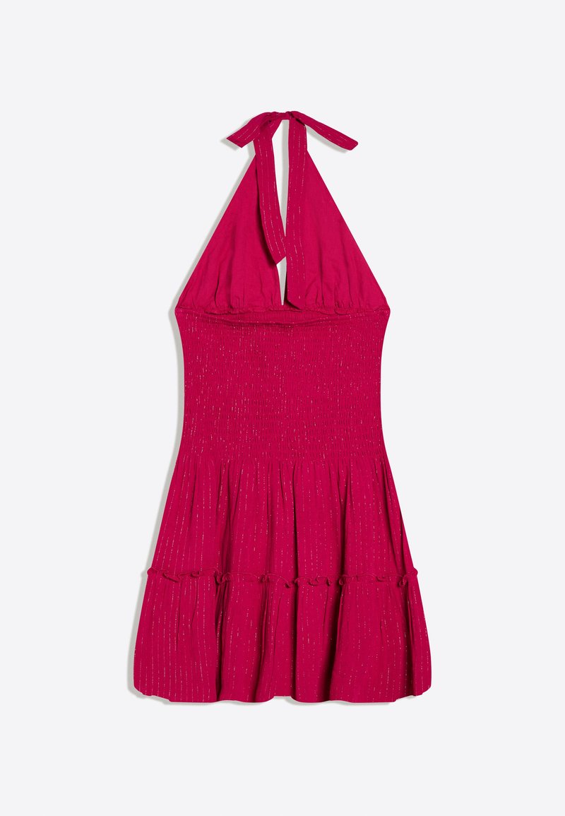 Bershka - Robe courte à encolure nouée dégagée et manches longues
