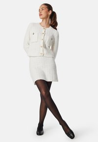 Bubbleroom BUTTON KNITTED JACKET - Cardigan - white